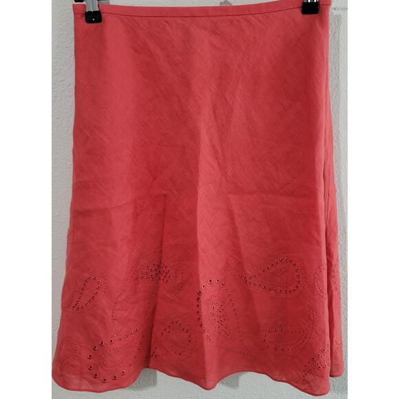 Ann Taylor Burnt Orange A Line Embroidered Skirt 4 Lightweight Flowy Soft Lined - Picture 1 of 5